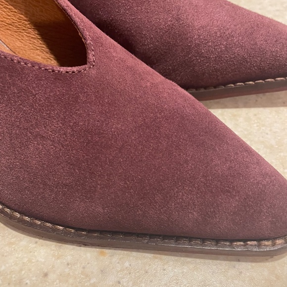 FREE PEOPLE Anya Suede Block Heel Mules Burgundy Pointed Toe Boho Western - Picture 8 of 13